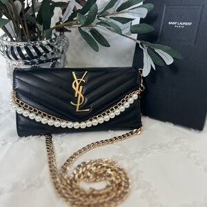 AUTHENTIC YSL Black Crossbody/ Flap Long Wallet.